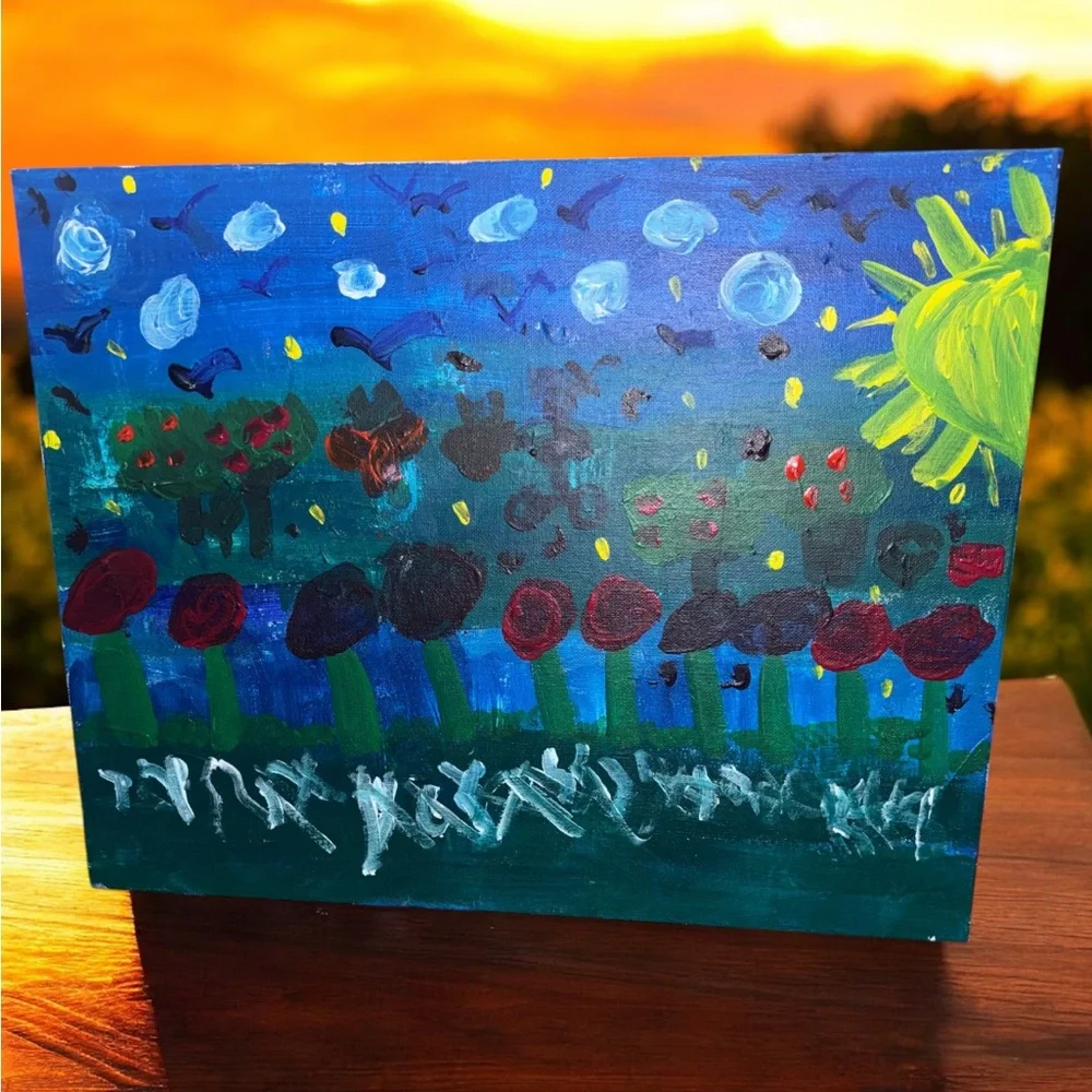 COKIE’S CREATIONS Handpainted Acrylic Painting “WHEN I THINK OF SPRING AT NIGHT”